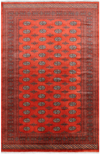 Orange Bokhara Hand Knotted Wool Rug - 6' 5" X 9' 11"