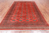 Orange Bokhara Hand Knotted Wool Rug - 6' 5" X 9' 11"