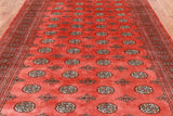 Orange Bokhara Hand Knotted Wool Rug - 6' 5" X 9' 11"
