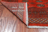 Orange Bokhara Hand Knotted Wool Rug - 6' 5" X 9' 11"