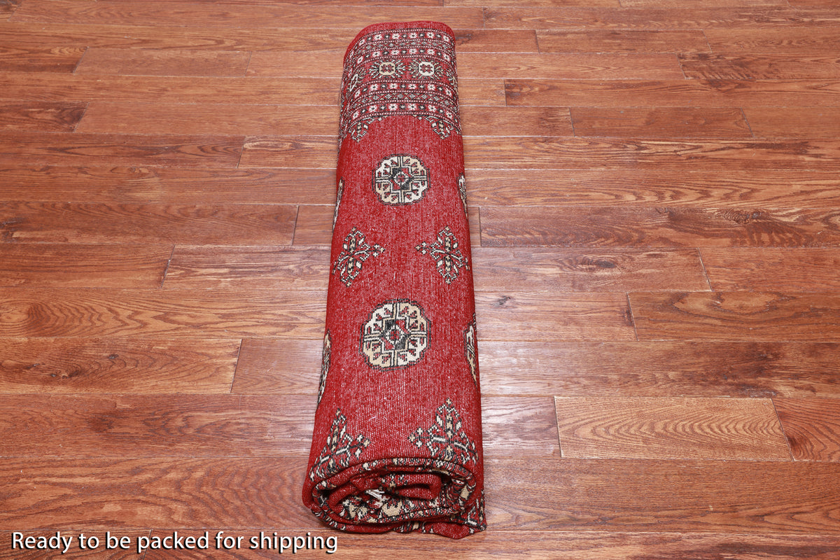 Red Bokhara Hand Knotted Wool Rug - 8' 0" X 9' 10"