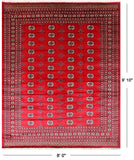 Red Bokhara Hand Knotted Wool Rug - 8' 0" X 9' 10"