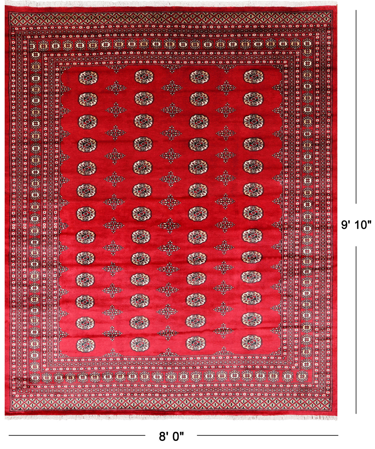Red Bokhara Hand Knotted Wool Rug - 8' 0" X 9' 10"
