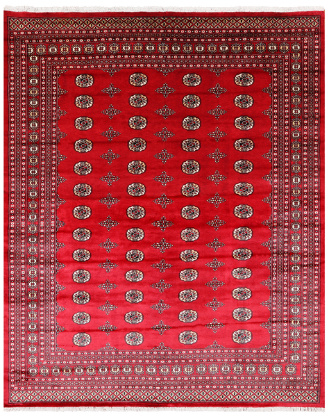 Red Bokhara Hand Knotted Wool Rug - 8' 0" X 9' 10"