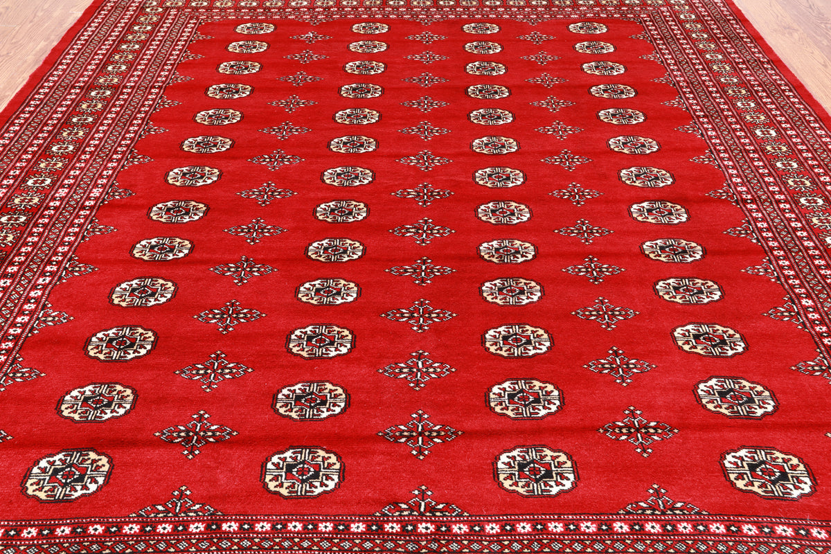 Red Bokhara Hand Knotted Wool Rug - 8' 0" X 9' 10"