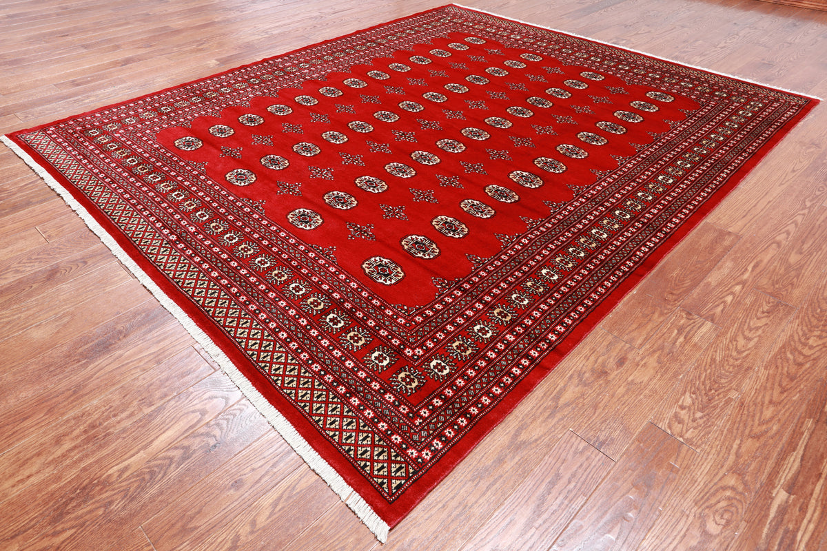 Red Bokhara Hand Knotted Wool Rug - 8' 0" X 9' 10"