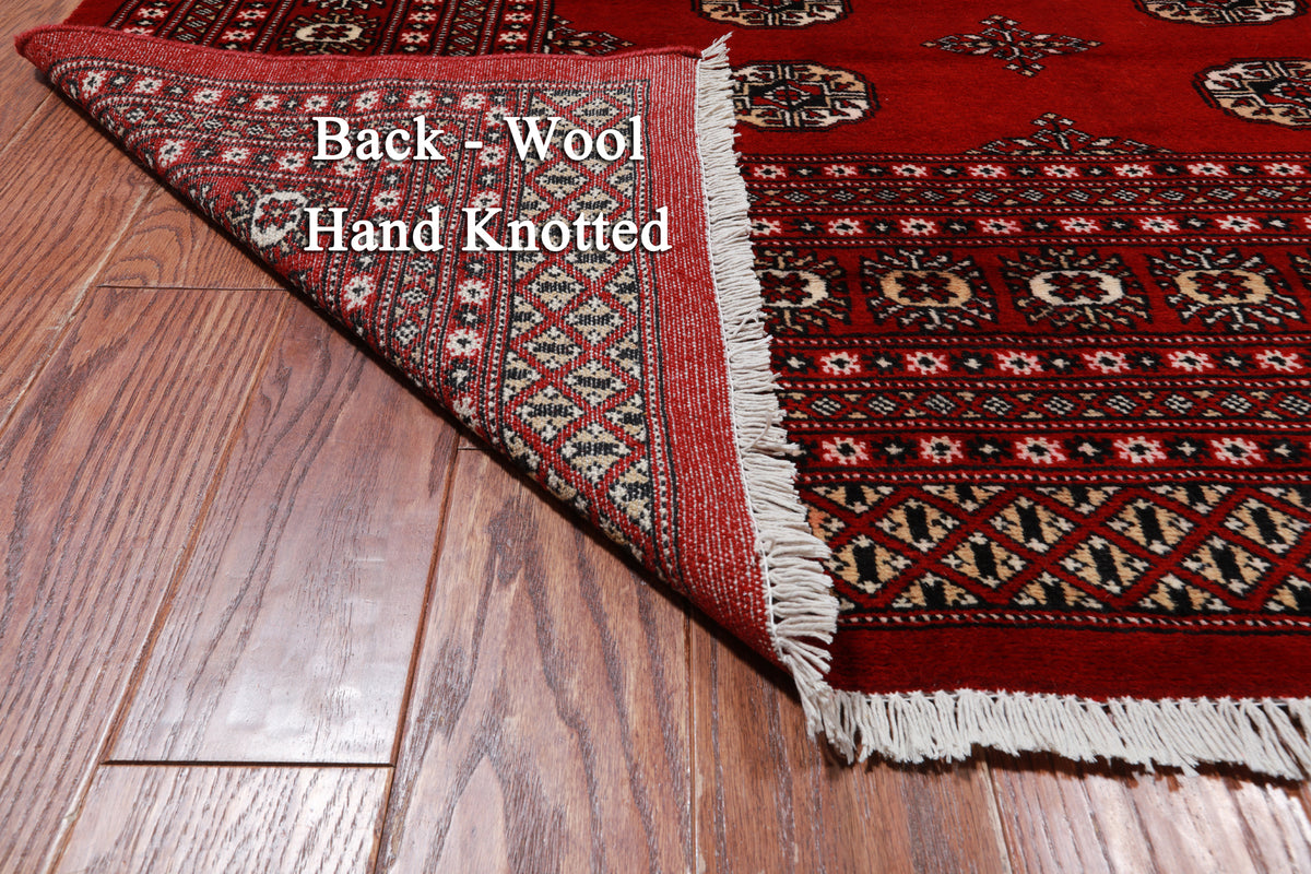 Red Bokhara Hand Knotted Wool Rug - 8' 0" X 9' 10"