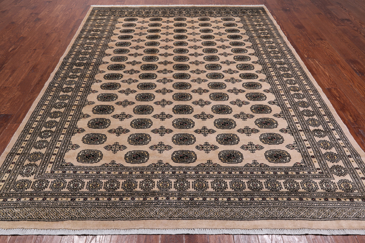 Ivory Bokhara Hand Knotted Wool Rug - 7' 10" X 9' 11"