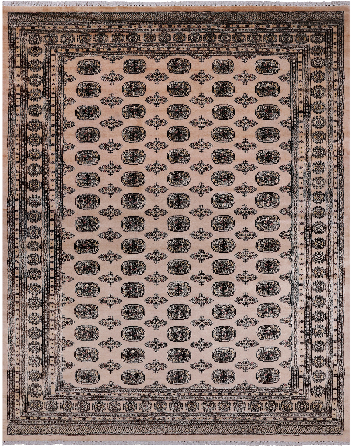 Ivory Bokhara Hand Knotted Wool Rug - 7' 10" X 9' 11"