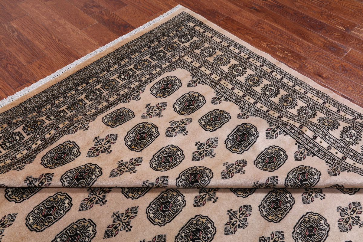 Ivory Bokhara Hand Knotted Wool Rug - 7' 10" X 9' 11"