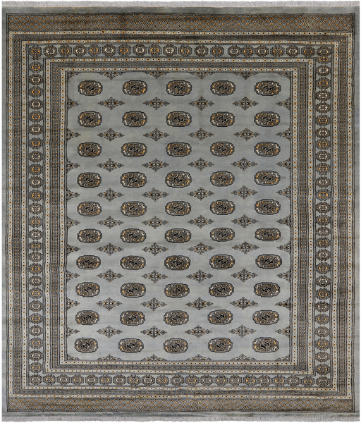 Grey Bokhara Hand-Knotted Wool Rug - 8' 3" X 9' 10"