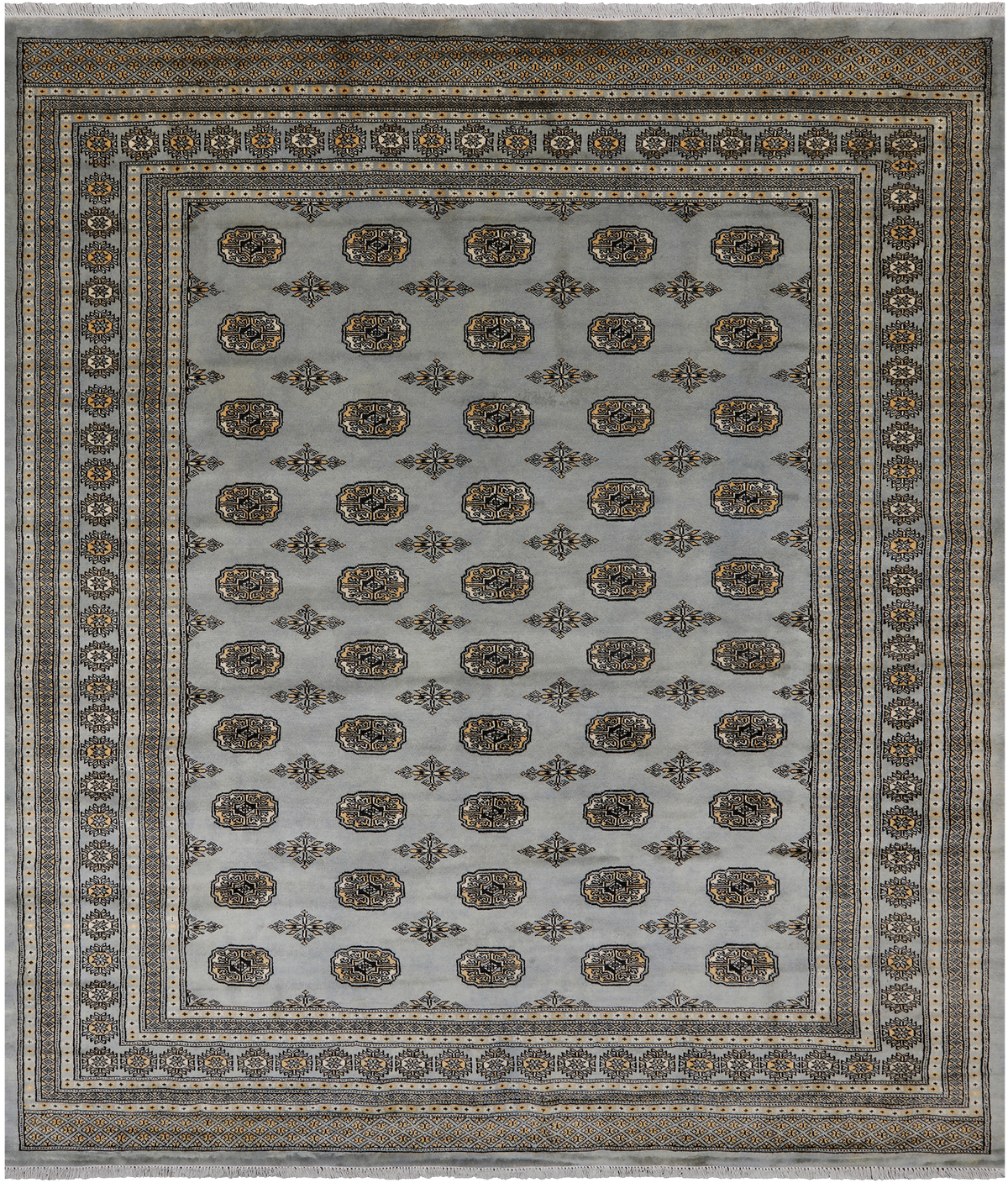 Grey Bokhara Hand-Knotted Wool Rug - 8' 3" X 9' 10"