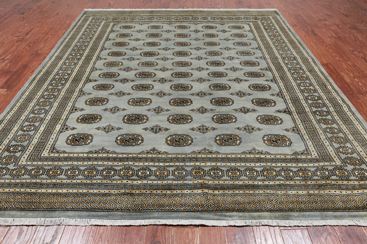 Grey Bokhara Hand-Knotted Wool Rug - 8' 3" X 9' 10"