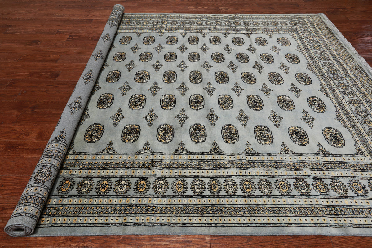 Grey Bokhara Hand-Knotted Wool Rug - 8' 3" X 9' 10"