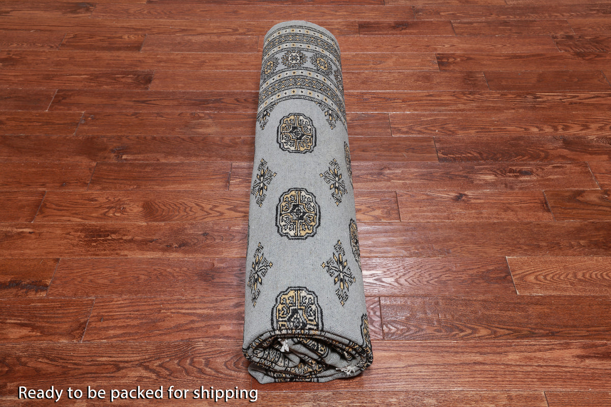 Grey Bokhara Hand-Knotted Wool Rug - 8' 3" X 9' 10"