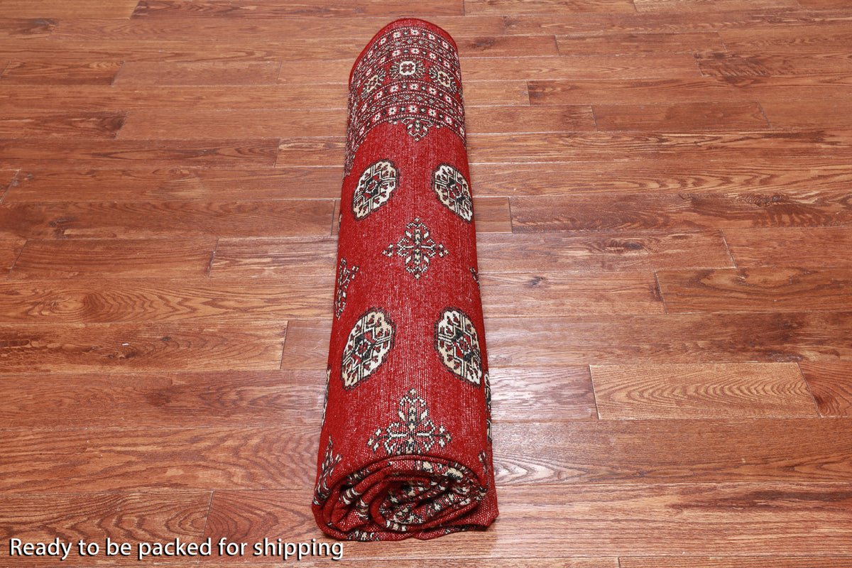 Red Bokhara Handmade Wool Rug - 8' 2" X 10' 6"