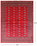 Red Bokhara Handmade Wool Rug - 8' 2" X 10' 6"