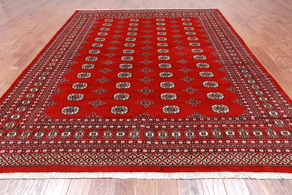 Red Bokhara Handmade Wool Rug - 8' 2" X 10' 6"