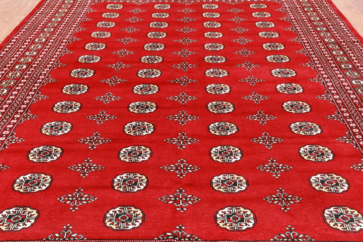 Red Bokhara Handmade Wool Rug - 8' 2" X 10' 6"
