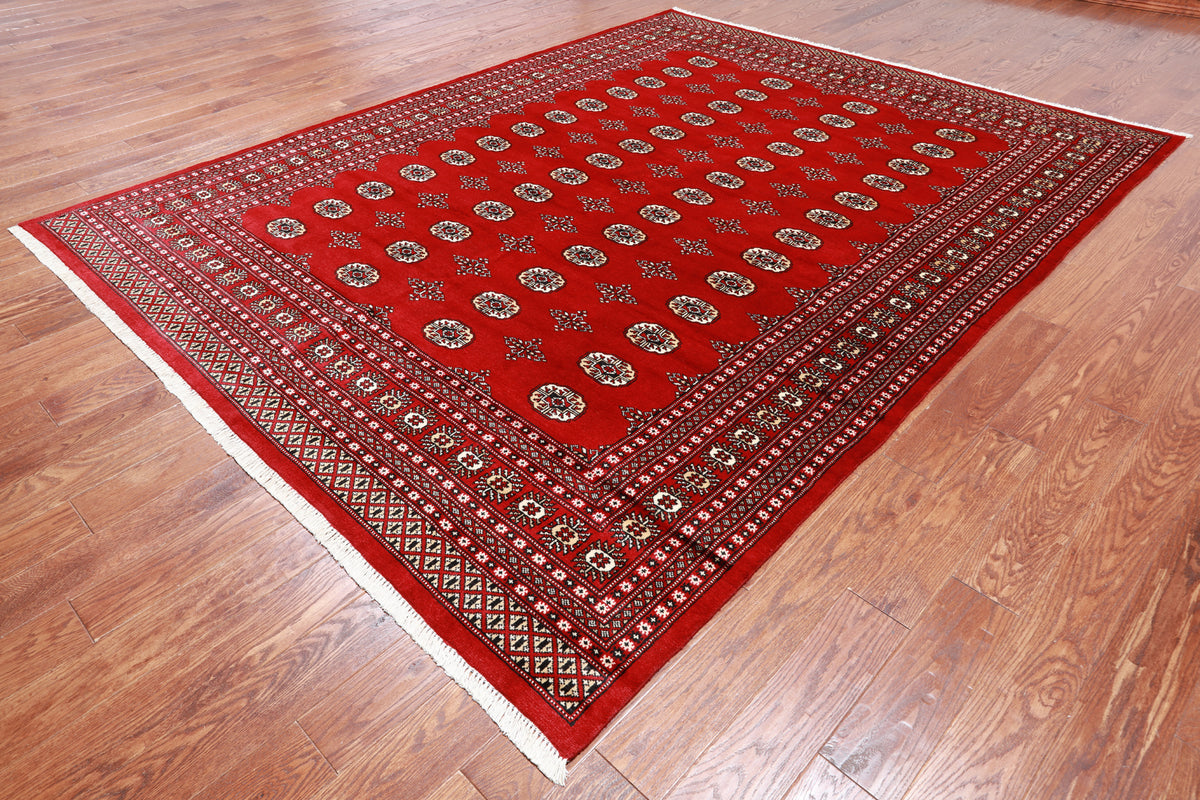 Red Bokhara Handmade Wool Rug - 8' 2" X 10' 6"