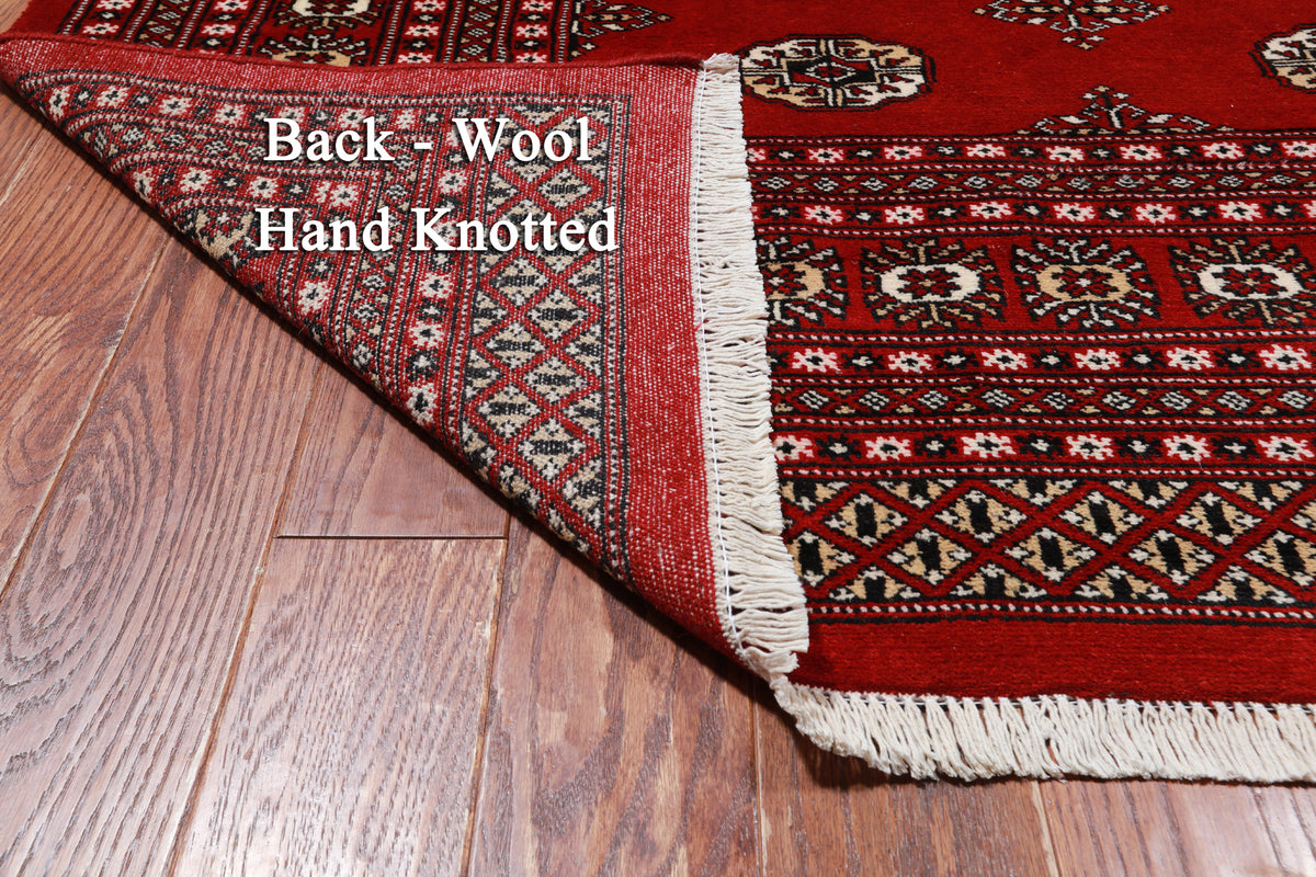 Red Bokhara Handmade Wool Rug - 8' 2" X 10' 6"