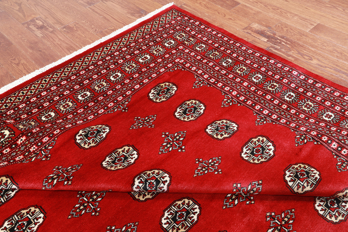 Red Bokhara Handmade Wool Rug - 8' 2" X 10' 6"