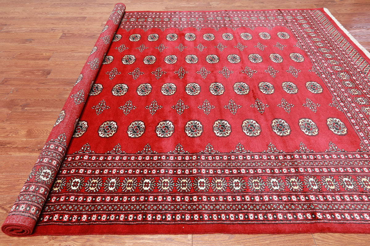 Red Bokhara Handmade Wool Rug - 8' 2" X 10' 6"