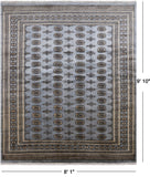 Grey Bokhara Handmade Wool Rug - 8' 1" X 9' 10"