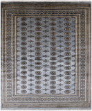 Grey Bokhara Handmade Wool Rug - 8' 1" X 9' 10"