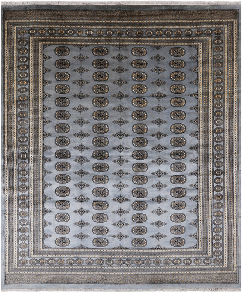 Grey Bokhara Handmade Wool Rug - 8' 1" X 9' 10"
