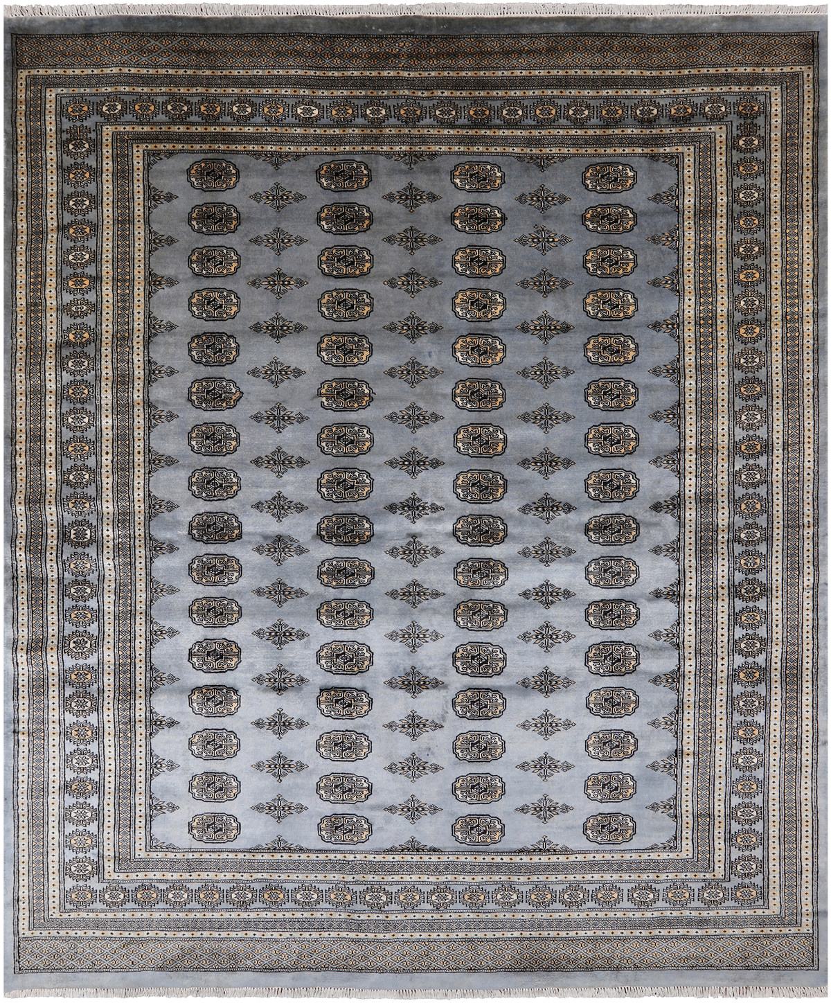 Grey Bokhara Handmade Wool Rug - 8' 1" X 9' 10"