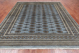 Grey Bokhara Handmade Wool Rug - 8' 1" X 9' 10"