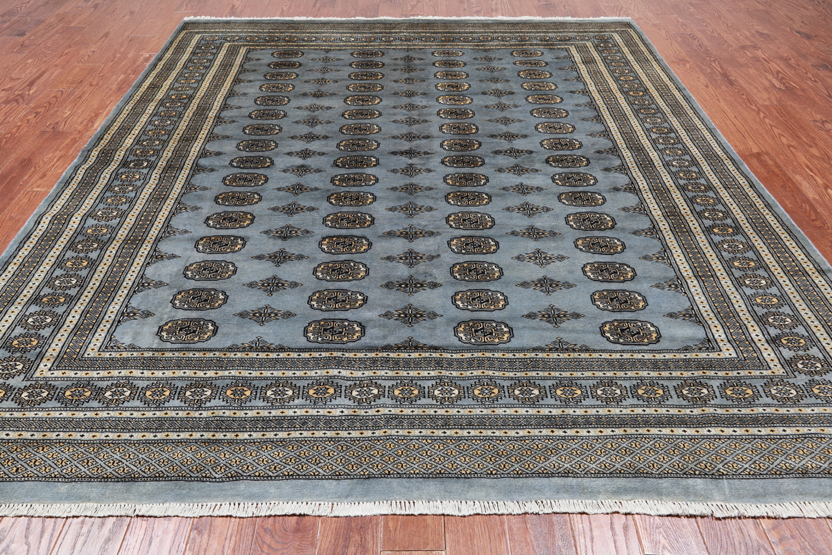 Grey Bokhara Handmade Wool Rug - 8' 1" X 9' 10"