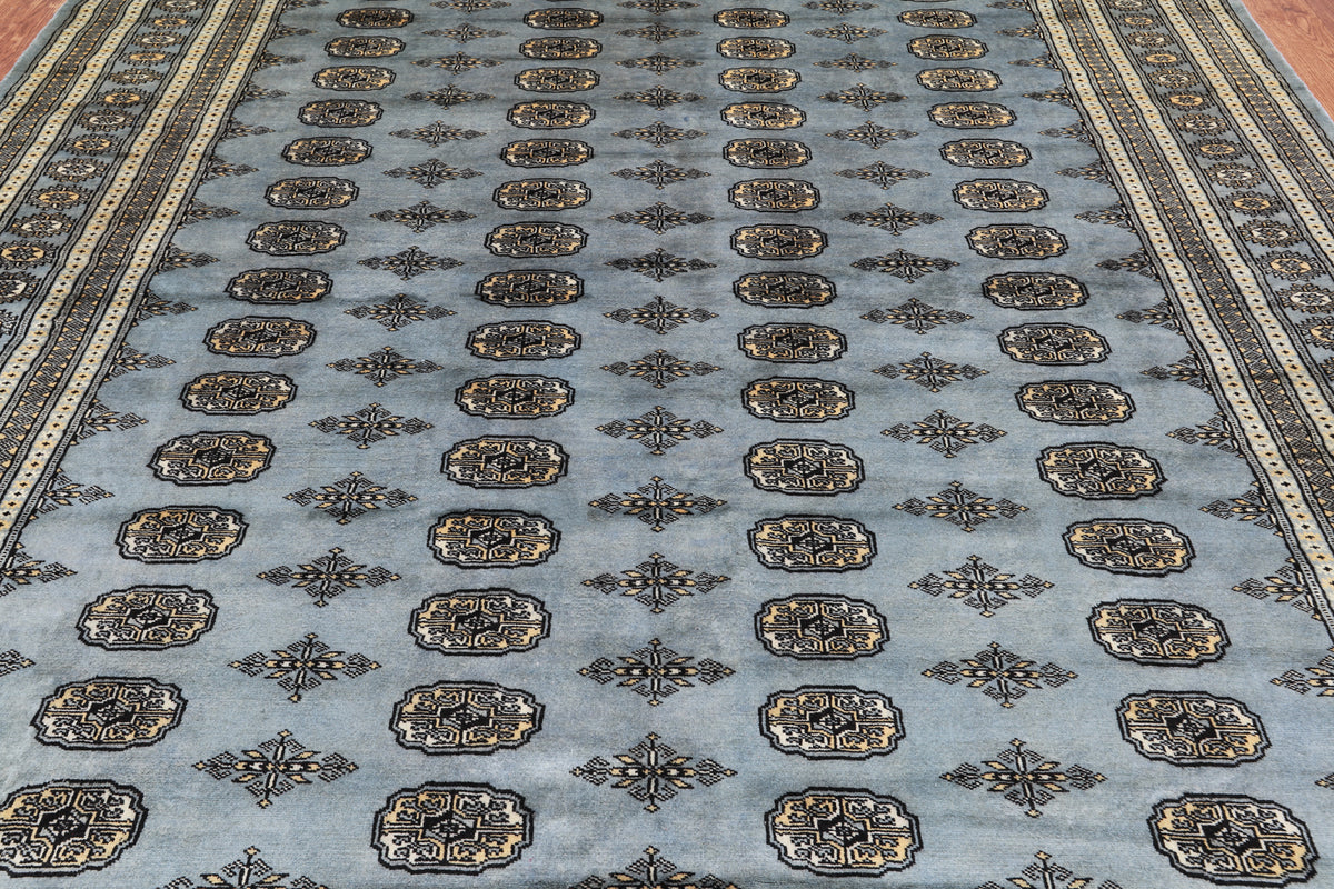 Grey Bokhara Handmade Wool Rug - 8' 1" X 9' 10"