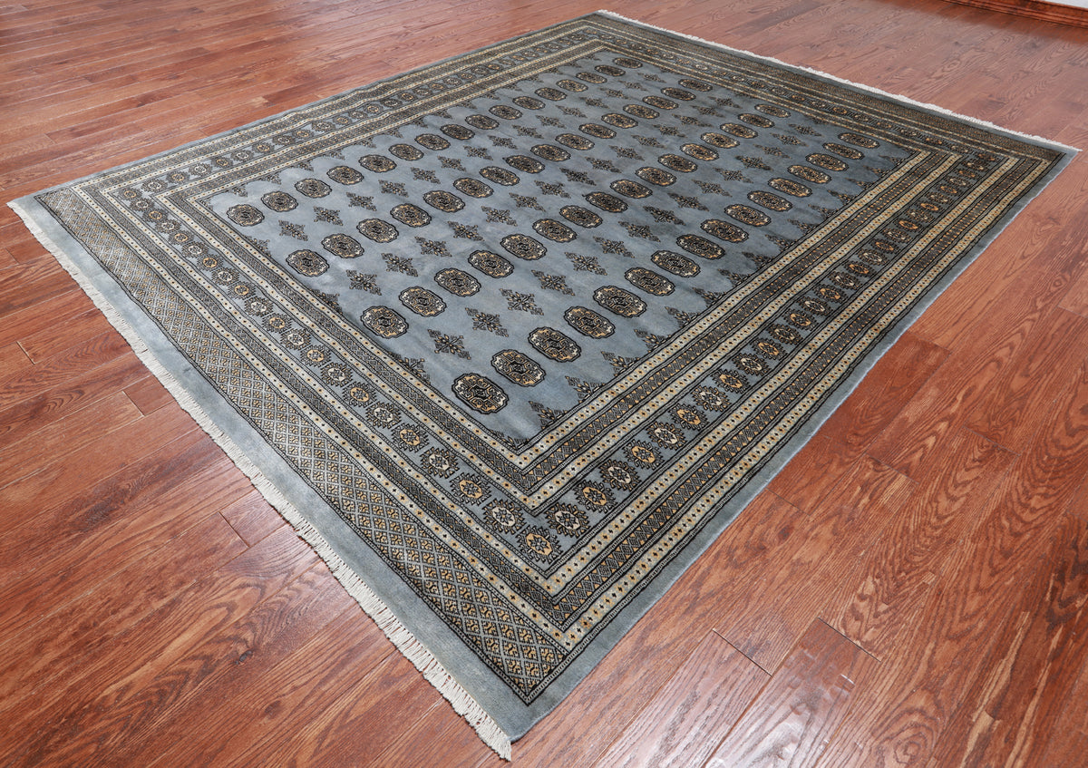 Grey Bokhara Handmade Wool Rug - 8' 1" X 9' 10"