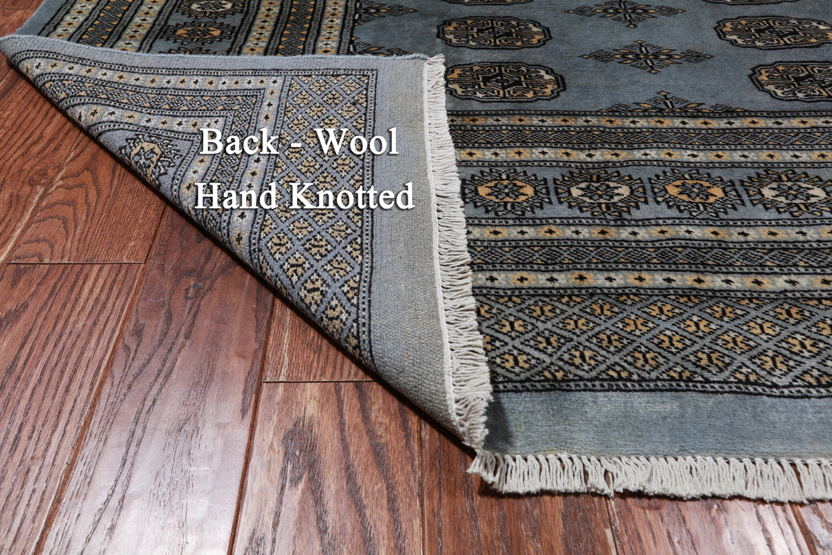 Grey Bokhara Handmade Wool Rug - 8' 1" X 9' 10"