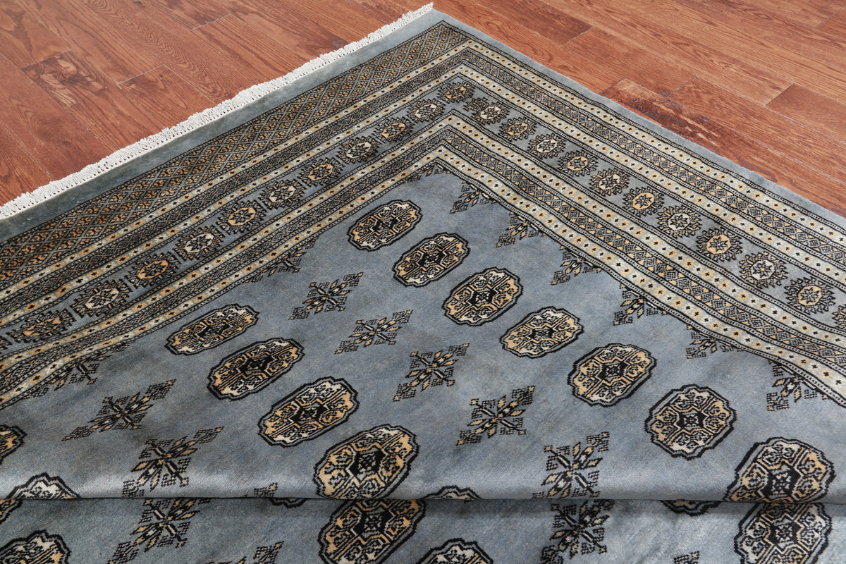 Grey Bokhara Handmade Wool Rug - 8' 1" X 9' 10"