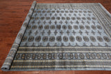 Grey Bokhara Handmade Wool Rug - 8' 1" X 9' 10"