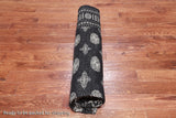 Black Bokhara Handmade Wool Rug - 8' 1" X 9' 10"