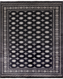 Black Bokhara Handmade Wool Rug - 8' 1" X 9' 10"