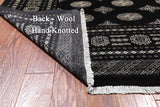 Black Bokhara Handmade Wool Rug - 8' 1" X 9' 10"