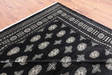 Black Bokhara Handmade Wool Rug - 8' 1" X 9' 10"