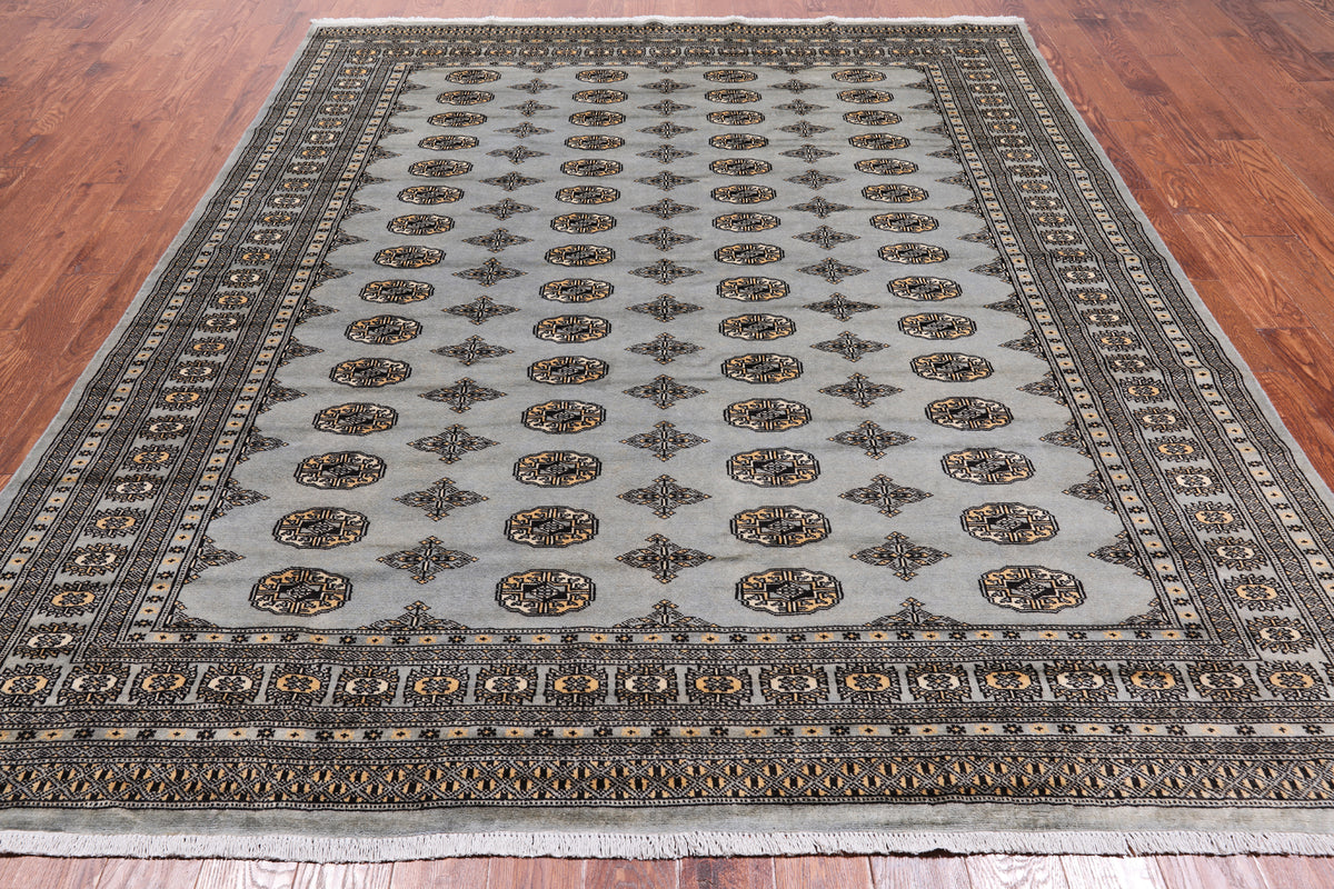 Grey Bokhara Hand-Knotted Wool Rug - 7' 10" X 9' 5"