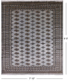 Grey Bokhara Hand-Knotted Wool Rug - 7' 10" X 9' 5"