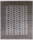 Grey Bokhara Hand-Knotted Wool Rug - 7' 10" X 9' 5"