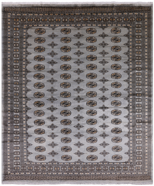 Grey Bokhara Hand-Knotted Wool Rug - 7' 10" X 9' 5"