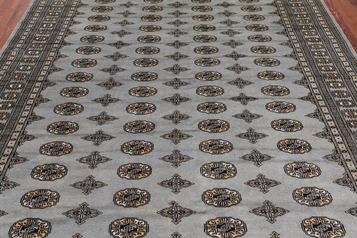 Grey Bokhara Hand-Knotted Wool Rug - 7' 10" X 9' 5"
