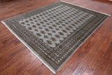 Grey Bokhara Hand-Knotted Wool Rug - 7' 10" X 9' 5"