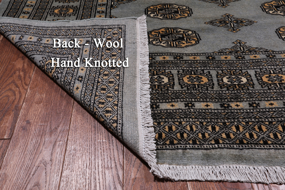 Grey Bokhara Hand-Knotted Wool Rug - 7' 10" X 9' 5"