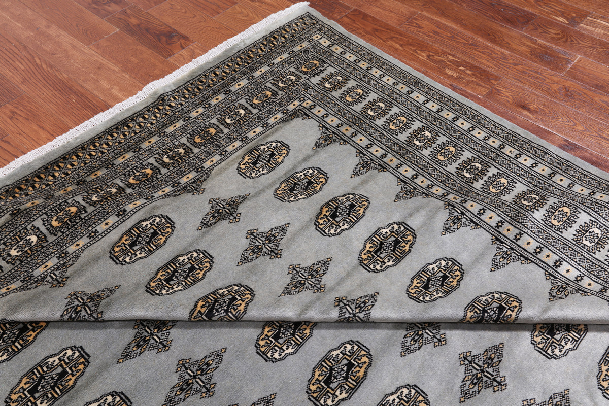 Grey Bokhara Hand-Knotted Wool Rug - 7' 10" X 9' 5"